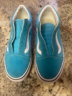 Vans Turquoise Slip-On Sneakers with White Trim size women 7.5, men size 6